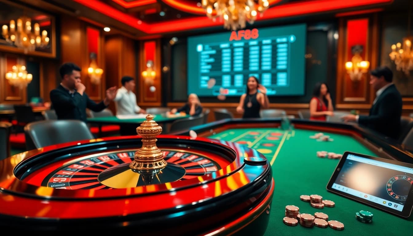 Players enjoying a luxury AF88 casino experience with roulette and live betting.