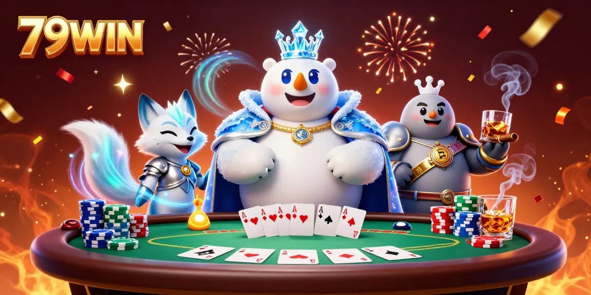 Experience the adventure with 79WIN, where players enjoy epic poker challenges amidst a dazzling casino scene.