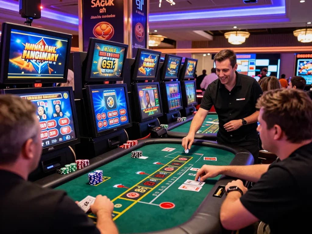 Interactive online gaming atmosphere at TOP88 casino with live dealers and vibrant betting action.