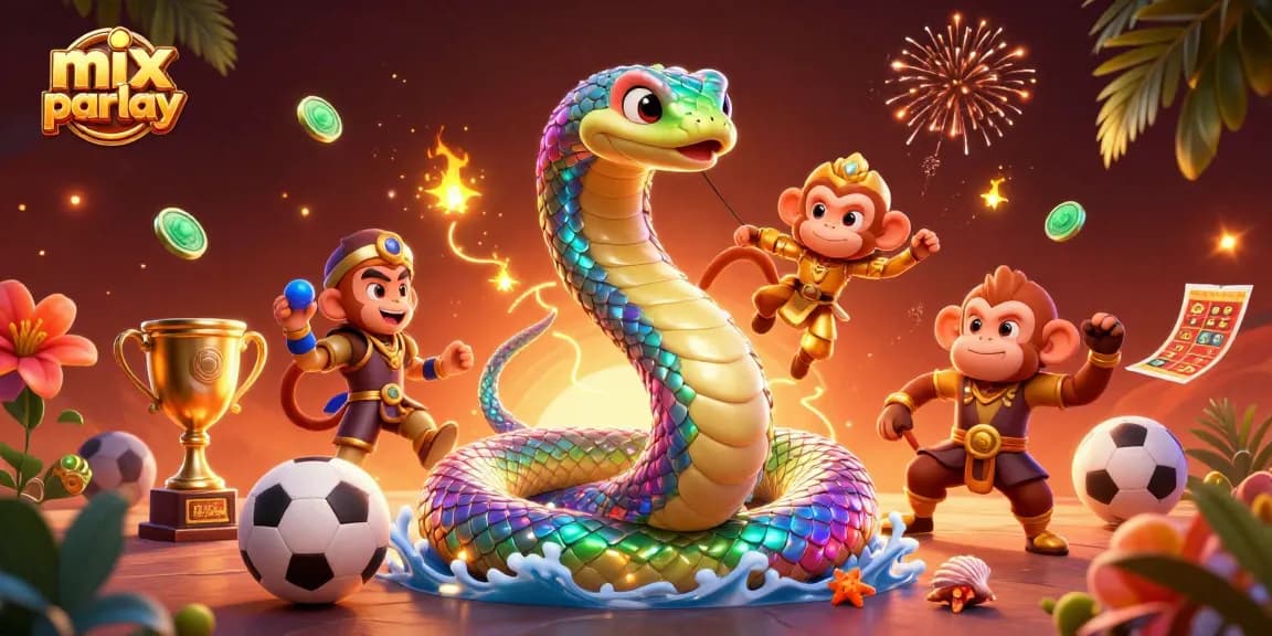 Engage in mix parlay betting with this vibrant scene showcasing sports elements and dynamic characters.
