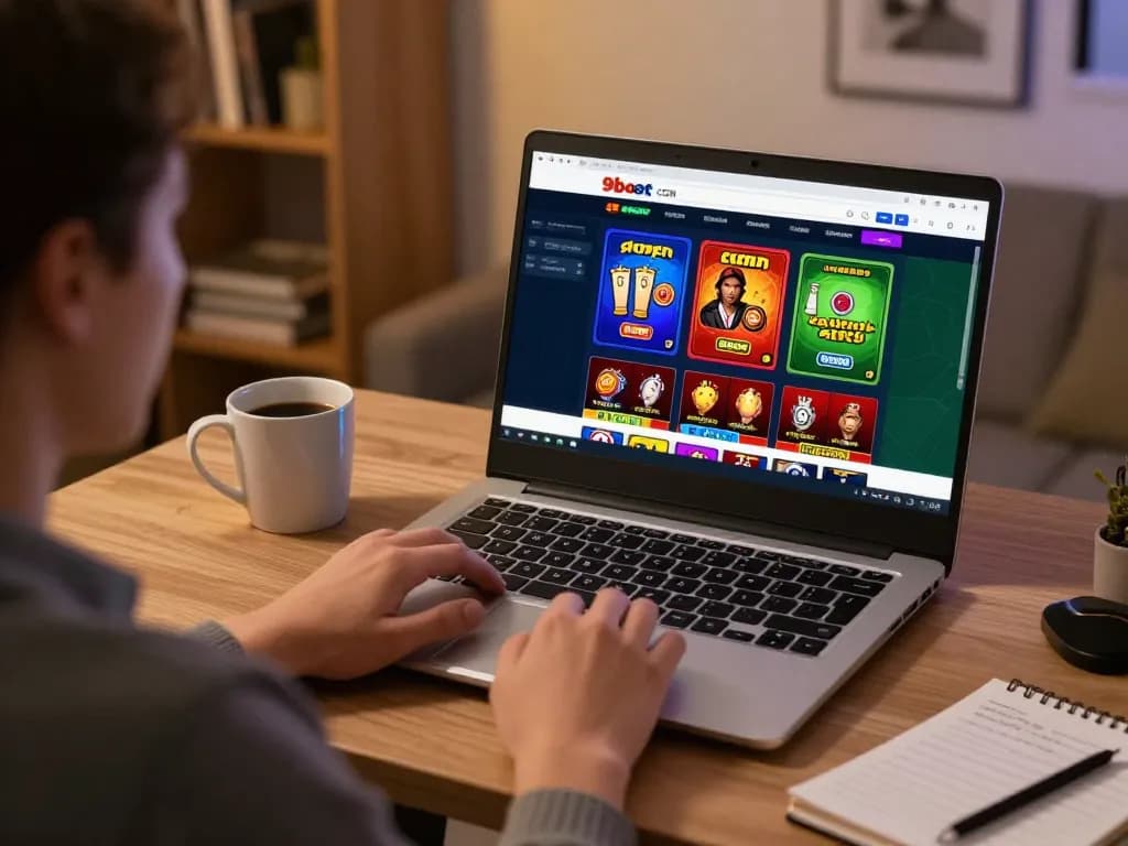Engaging in online casino games on 9bet com from a cozy home office setup.