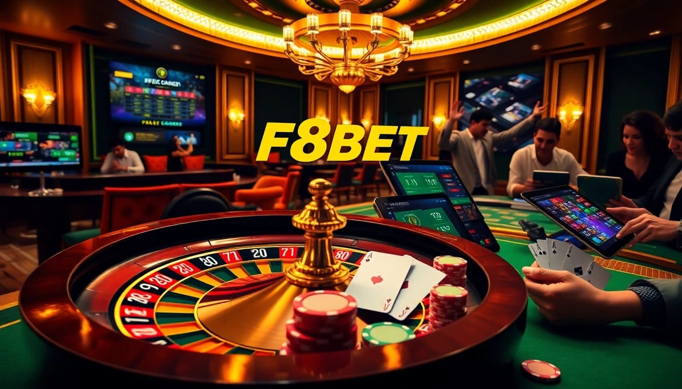 Experience the excitement of F8BET online gambling with vibrant casino visuals and engaging gaming interfaces.