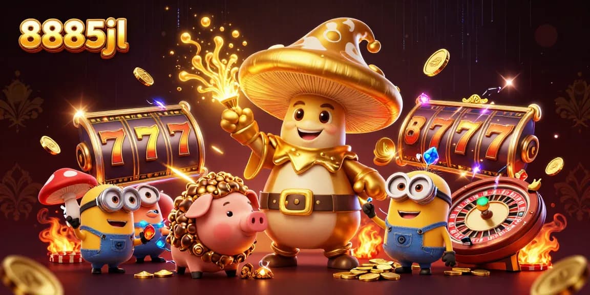 Experience the magic of 8885jl with a wizard and friends at a vibrant casino scene.