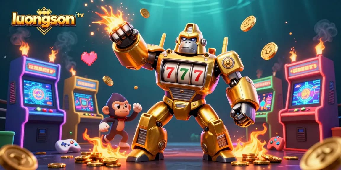 Experience thrilling gameplay with luongson tv's explosive golden gorilla mech and vibrant casino elements.