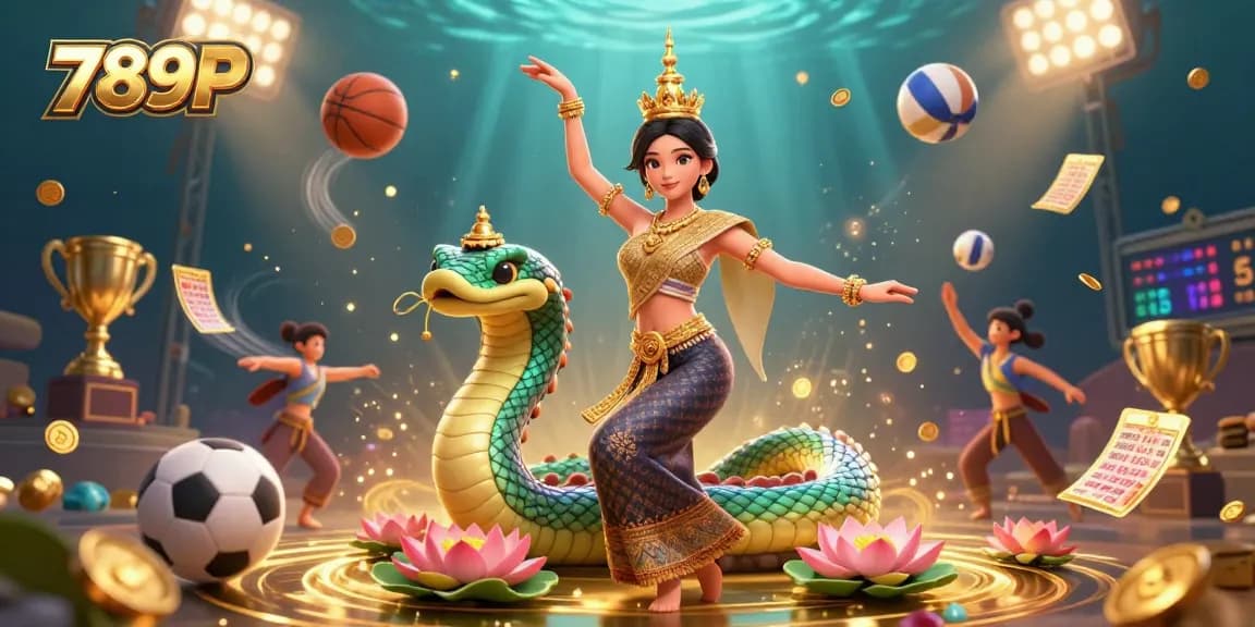 Experience the thrill of 789P with a captivating 3D illustration of sports and casino elements in a dynamic scene.