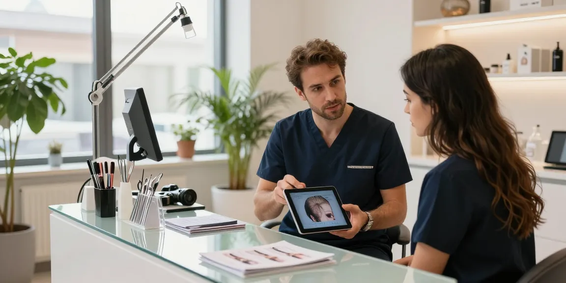 Consultation at a hair transplant clinic in Turkey, showcasing expertise in hair restoration techniques.