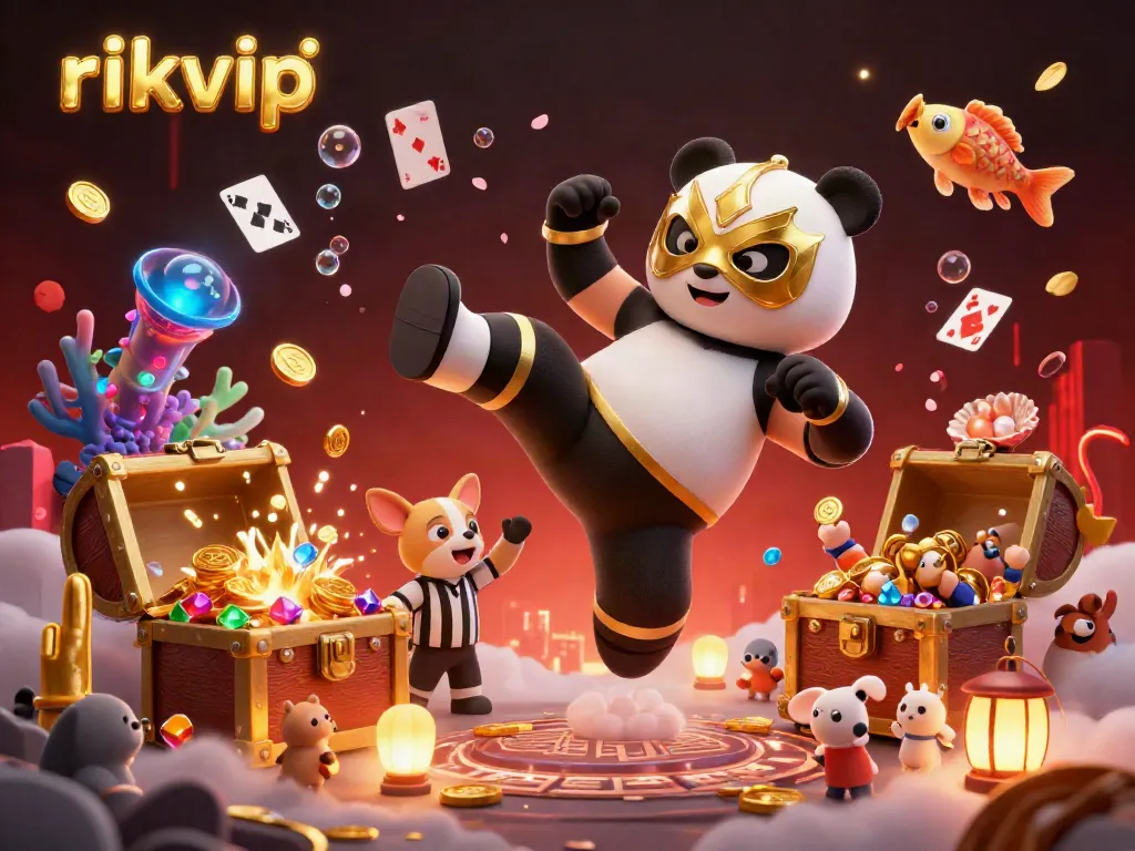 Experience the thrilling wins at rikvip with a lively 3D scene featuring dynamic characters and casino elements.