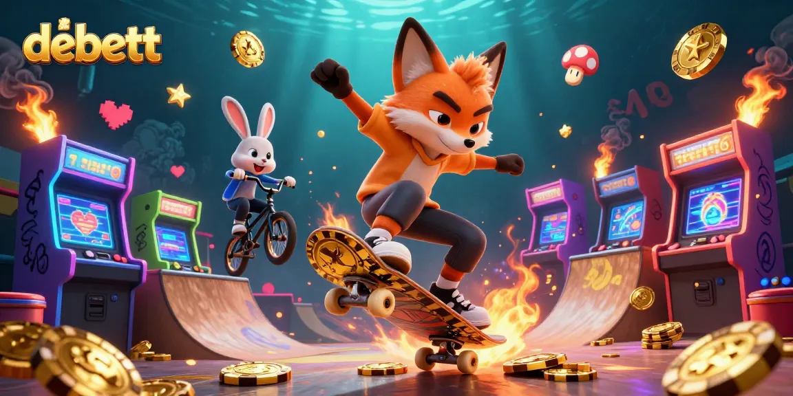 Engage with debett as the fox performs a trick over golden chips in a vivid casino scene.