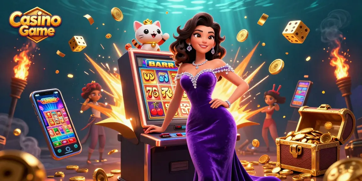 Experience exciting Casino Online Game action with vibrant slot machines, jackpots, and lively characters.