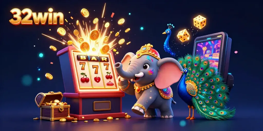 Engage in thrilling 32win casino adventures with vibrant elements and jackpot excitement.