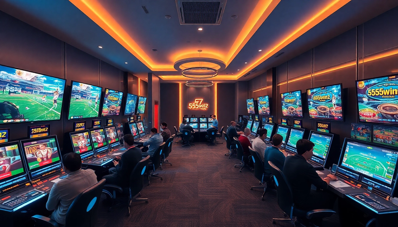 Gaming lounge showcasing the 555win12 platform's vibrant atmosphere and technology.