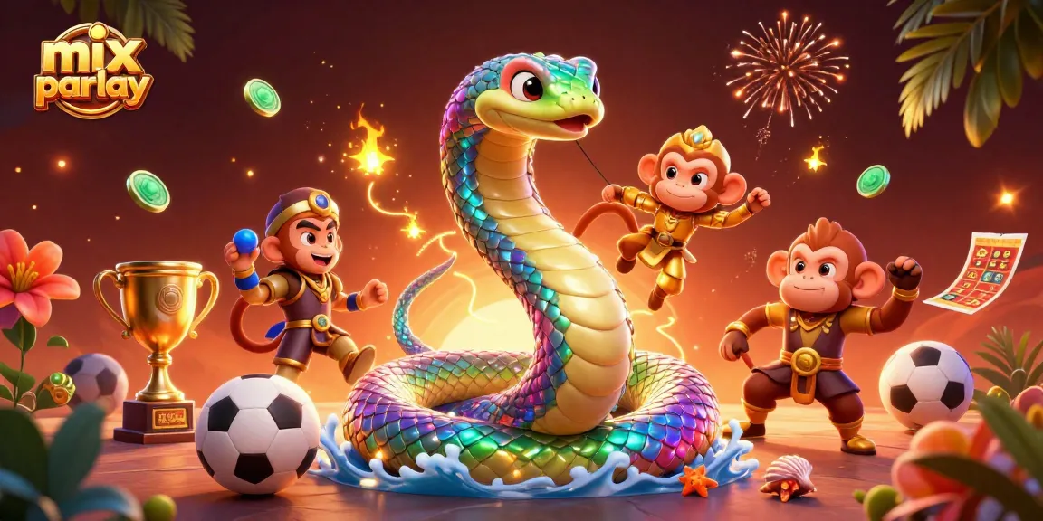 Engage in mix parlay betting with this vibrant scene showcasing sports elements and dynamic characters.