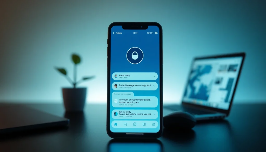 Secure messaging app Potato displayed on a smartphone in a modern workspace, emphasizing privacy and technology.