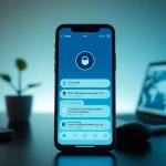 Secure messaging app Potato displayed on a smartphone in a modern workspace, emphasizing privacy and technology.