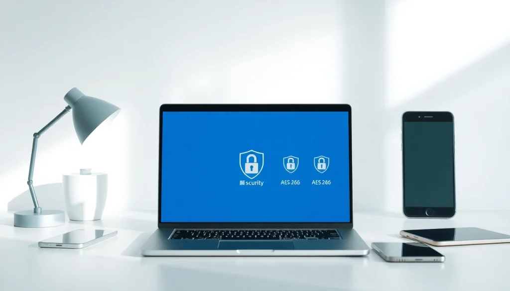 快连下载 app interface showcased on a sleek laptop, demonstrating advanced security features.