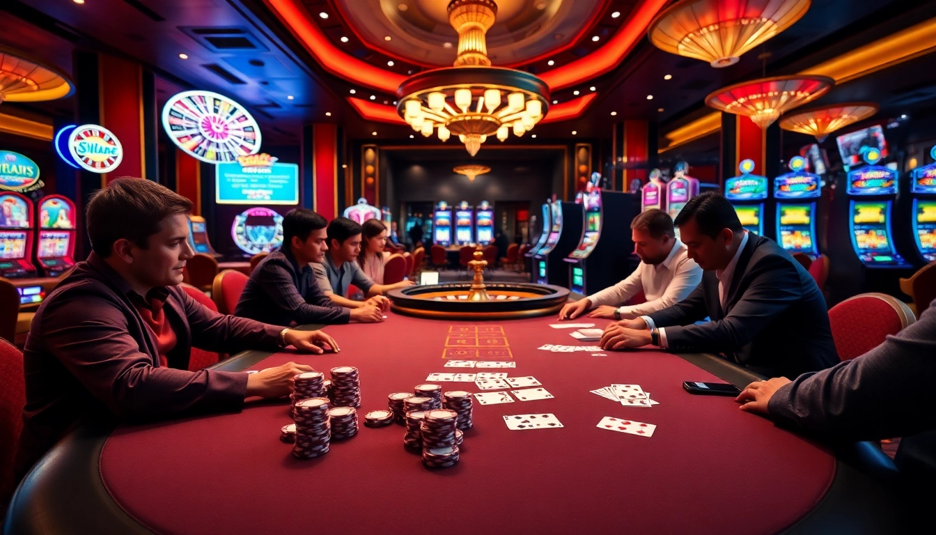 Engage with thrilling poker gameplay at https://sin88.app/, showcasing vibrant casino elements and expert players.