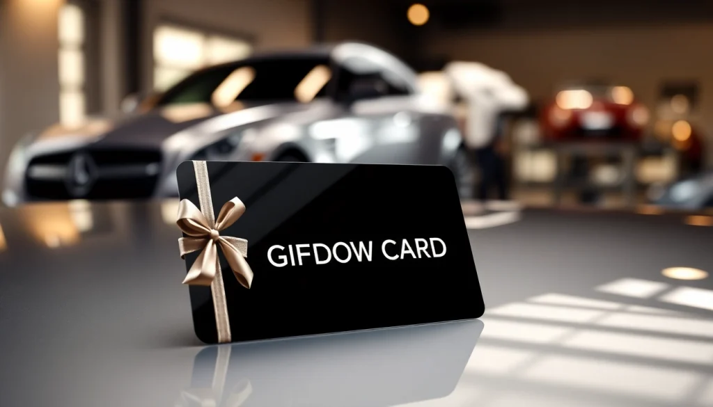 Showcasing a window tint gift card in an elegant automotive display, highlighting luxury.