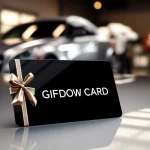 Showcasing a window tint gift card in an elegant automotive display, highlighting luxury.
