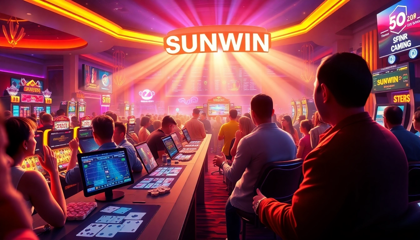 SUNWIN online betting experience showcasing vibrant casino games and enthusiastic players