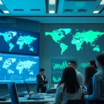 Explore the advanced technology of 快连官网 with a diverse team in a high-tech office showcasing global network acceleration.