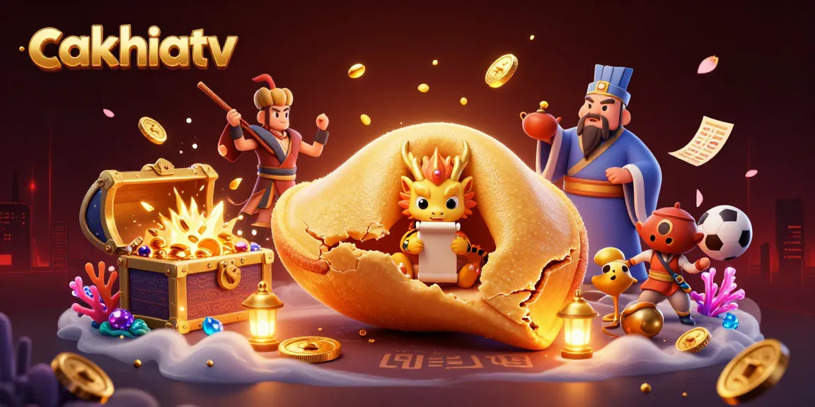 Cakhiatv offers an immersive sports betting experience with vibrant elements showcasing trophies and betting slips.