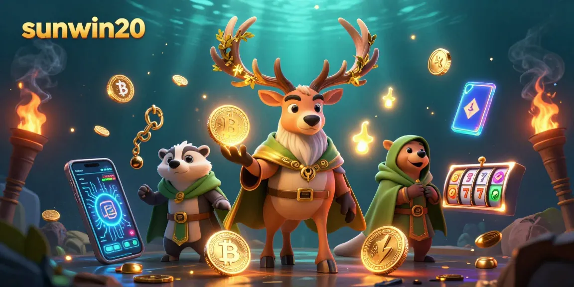 Experience excitement and winnings at sunwin20 with vibrant casino games featuring slot reels and mystical characters.