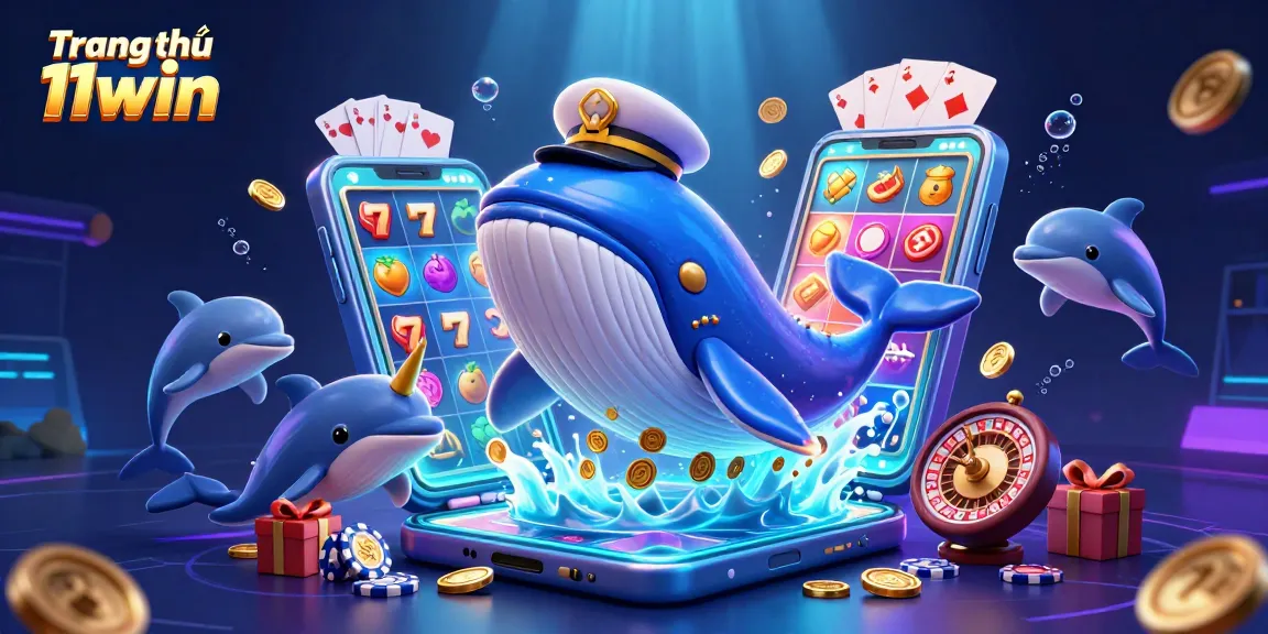 Experience exciting gameplay at Trang chủ 11win with a vibrant casino-themed illustration featuring dynamic characters and rich gaming elements.